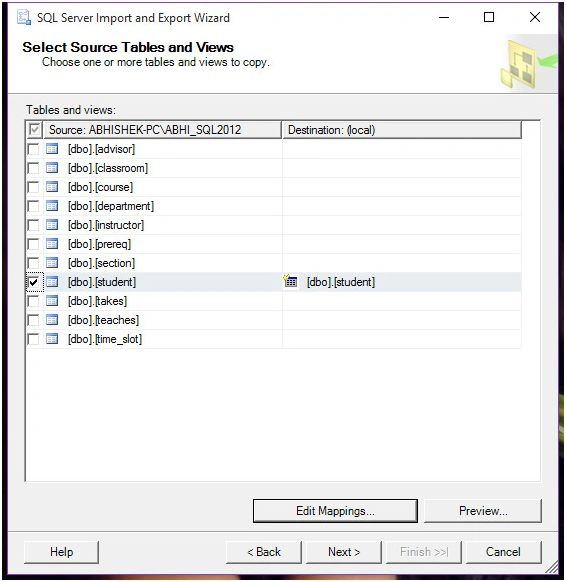 Table Selection