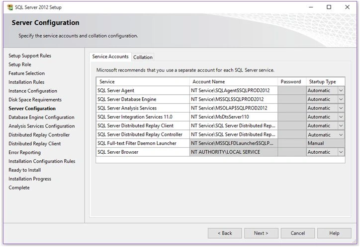 pecify Service Accounts