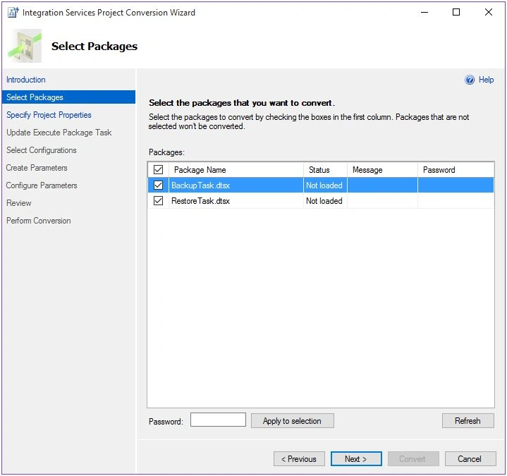 select the packages
