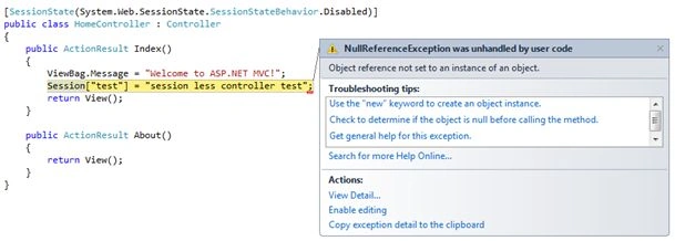 Session less Controller
