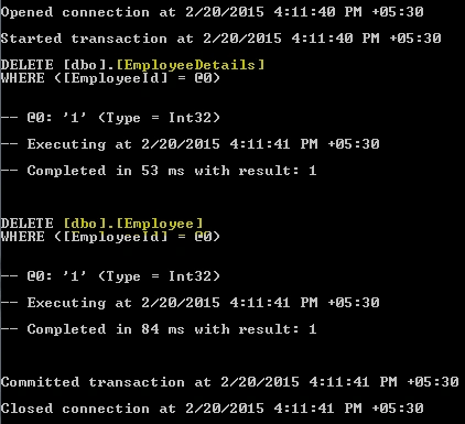 console output