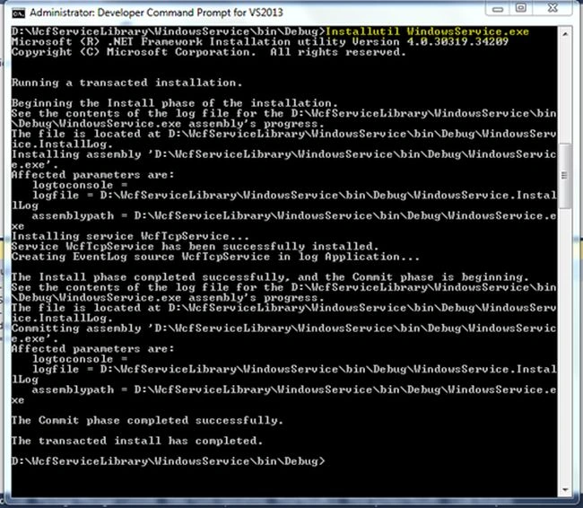 click service installer and select properties