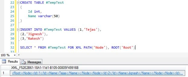 create temptest table
