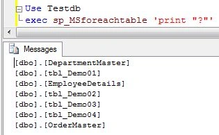 Execute sp_MSforeachtable Procedure