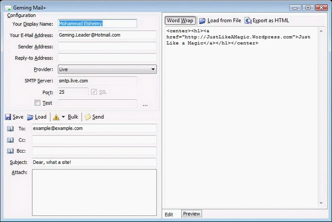 Geming Mail+ - Main Window