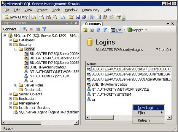 Figure 1 - Creating a Login Figure 1 - Creating a Login