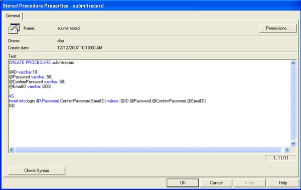 Using Stored Procedures with ASP.NET
