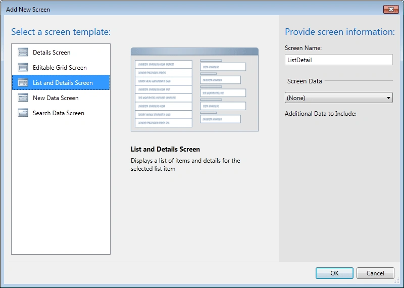 screen template in LightSwitch