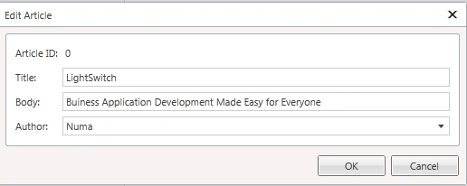 edit article in LightSwitch 2011