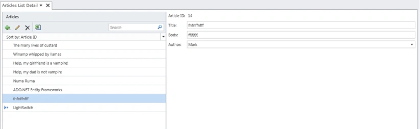 delete option in LightSwitch 2011