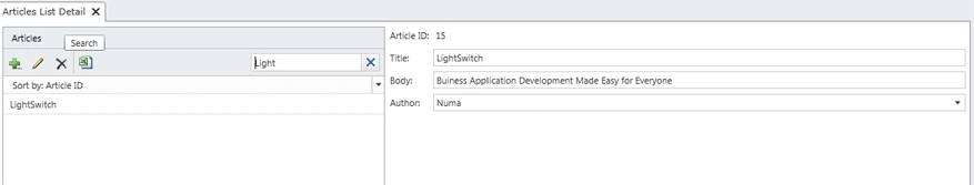 Searched record in LightSwitch 2011