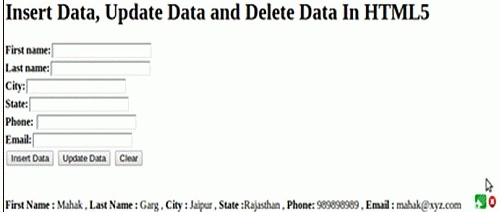 Insert data update data and delete data