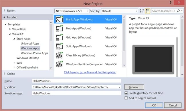 Visual Studio Store App Project Templates