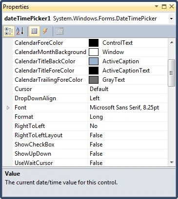 Setting DateTimePicker Properties