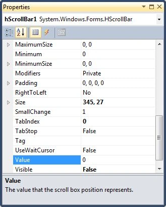 HScrollBar Properties