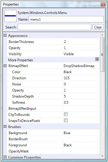 Setting a Menu Control Properties