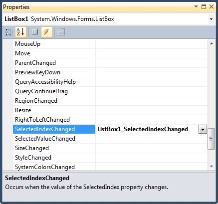 ListView SelectedIndexChanged