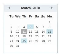 Selected Date and Selected Dates