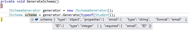 Generate schema for JSON data