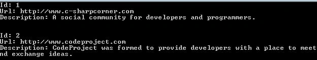 Result of reading data from XML