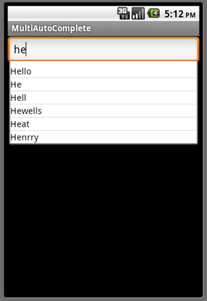 MultiAotoComplete TextView in Android