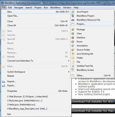 new project in eclipse