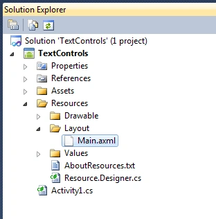 main.axml page in android