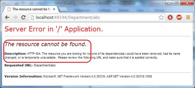 The resource cannot be found