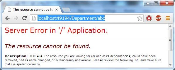 The resource cannot be found