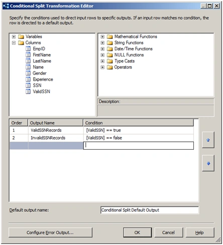 Conditional Split Transformation Editor
