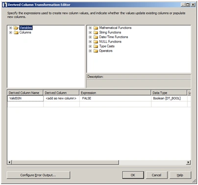 Derived Column Transformation Editor