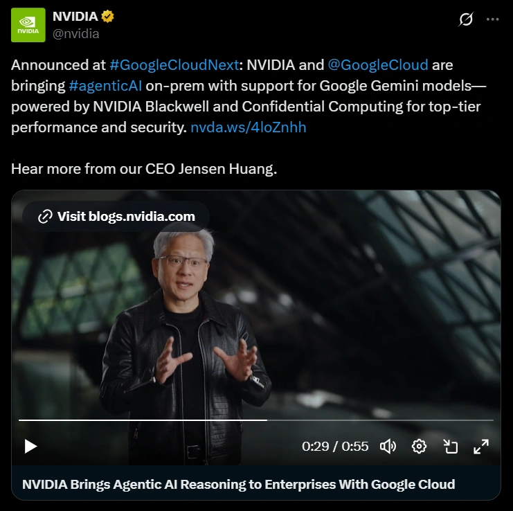 Google Cloud and NVIDIA collaboration for Agentic AI