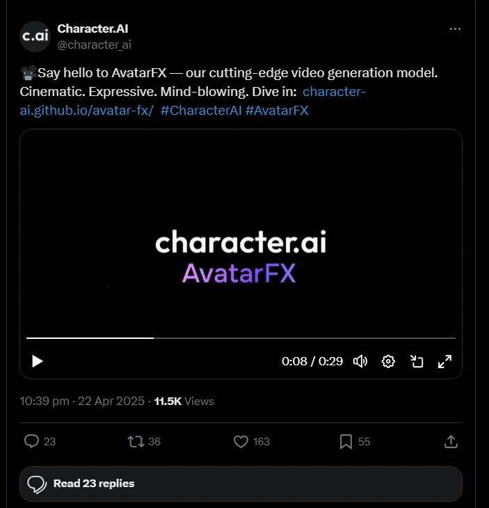 Character.AI - AvatarFX
