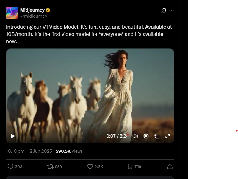 Midjourney AI Video generator