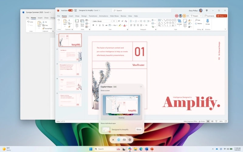 Copilot Vision on Windows with desktop share