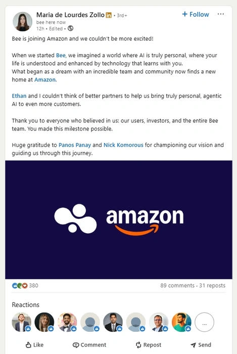 Bee LinkedIn post