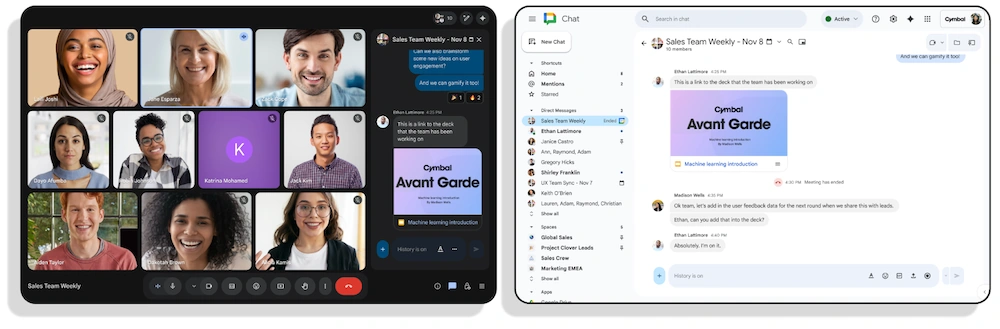 continue chat after meeting Google meet