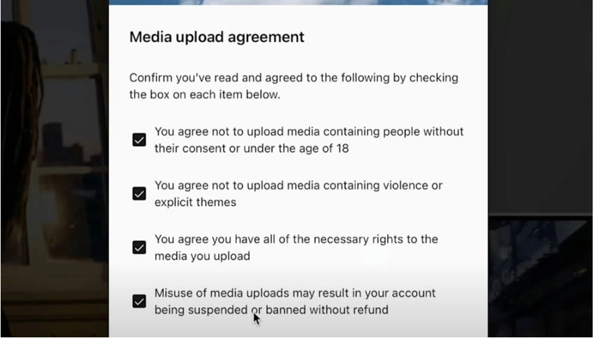 Media upload agreement