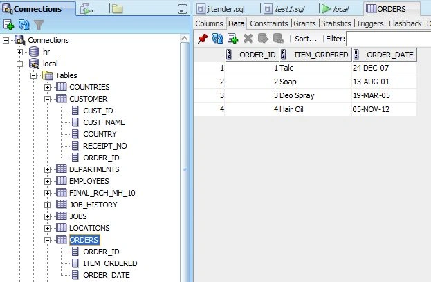 Order table