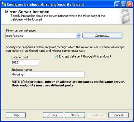 Database Mirroring Security Wizard