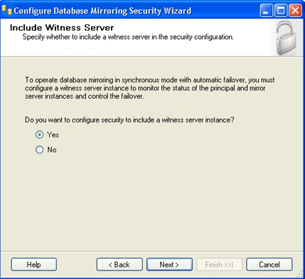 Database Mirroring Security Wizard
