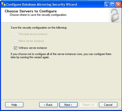 Database Mirroring Security Wizard