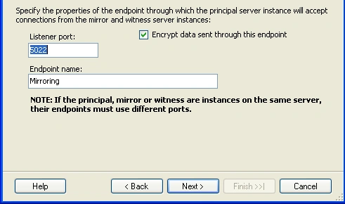 Database Mirroring Security Wizard