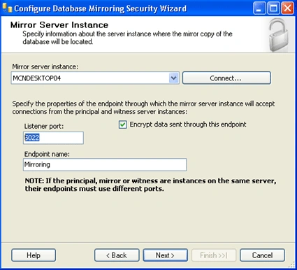 Database Mirroring Security Wizard