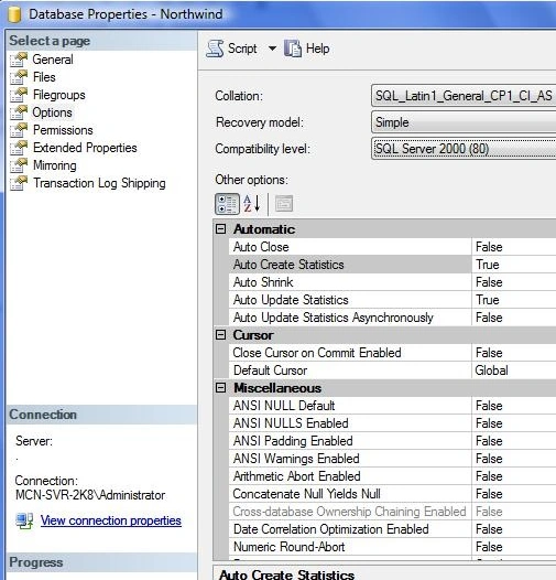 Database properties
