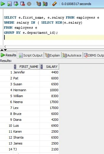 Multiple Row Subquery