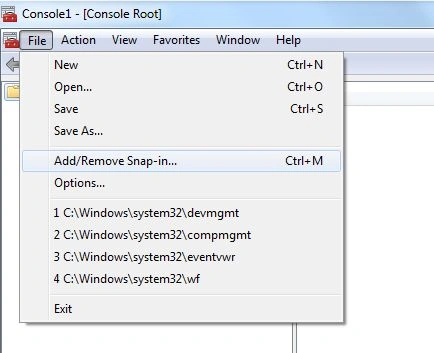 Add snap-in in MMC