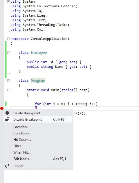 BreakPoint Menu