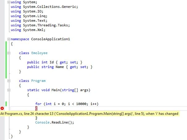 execution of program get stopped at breakpoint