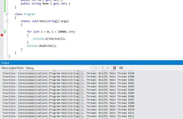 messages get printed to output window